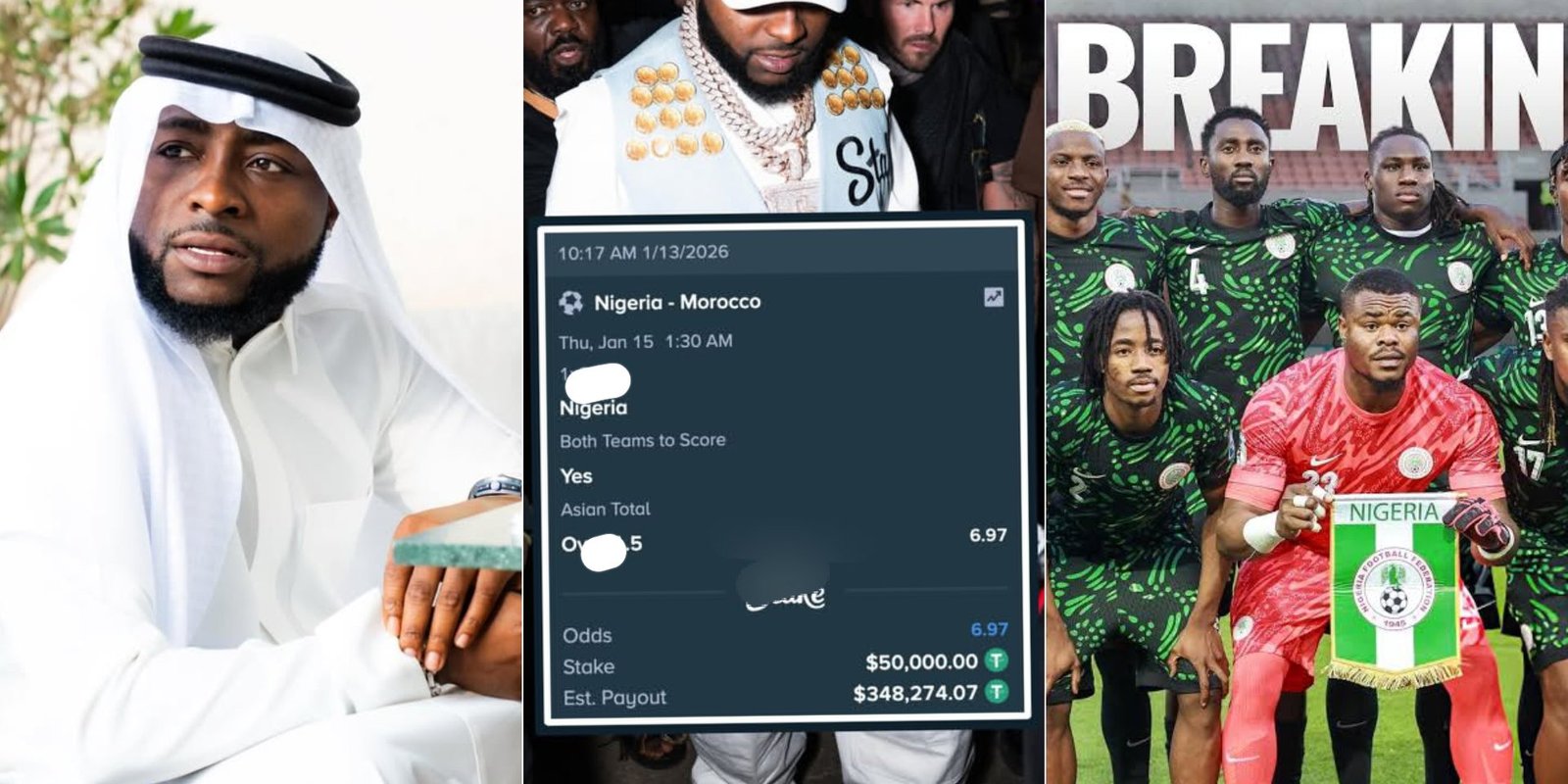 Davido Chills With Grilled Fish After ₦495M Bet "Enter Bush" As Morocco Bundle Out Super Eagles GridArt 20260115 080606999